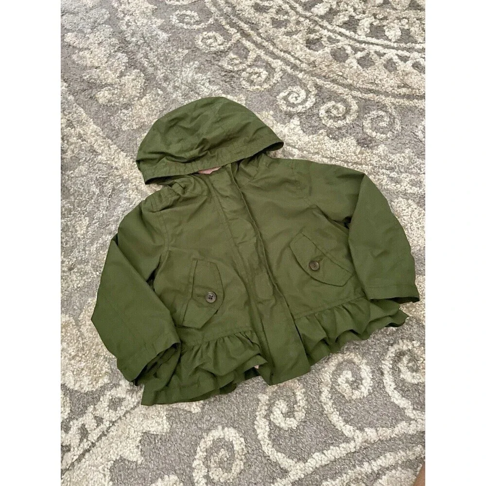Old Navy 6-12 Months Essential Everyday Baby Military Cargo Jacket Green Zip Up - Picture 3 of 8